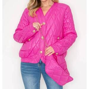 NEW JOH johya button front puffer jacket & matching crossbody bags in pink